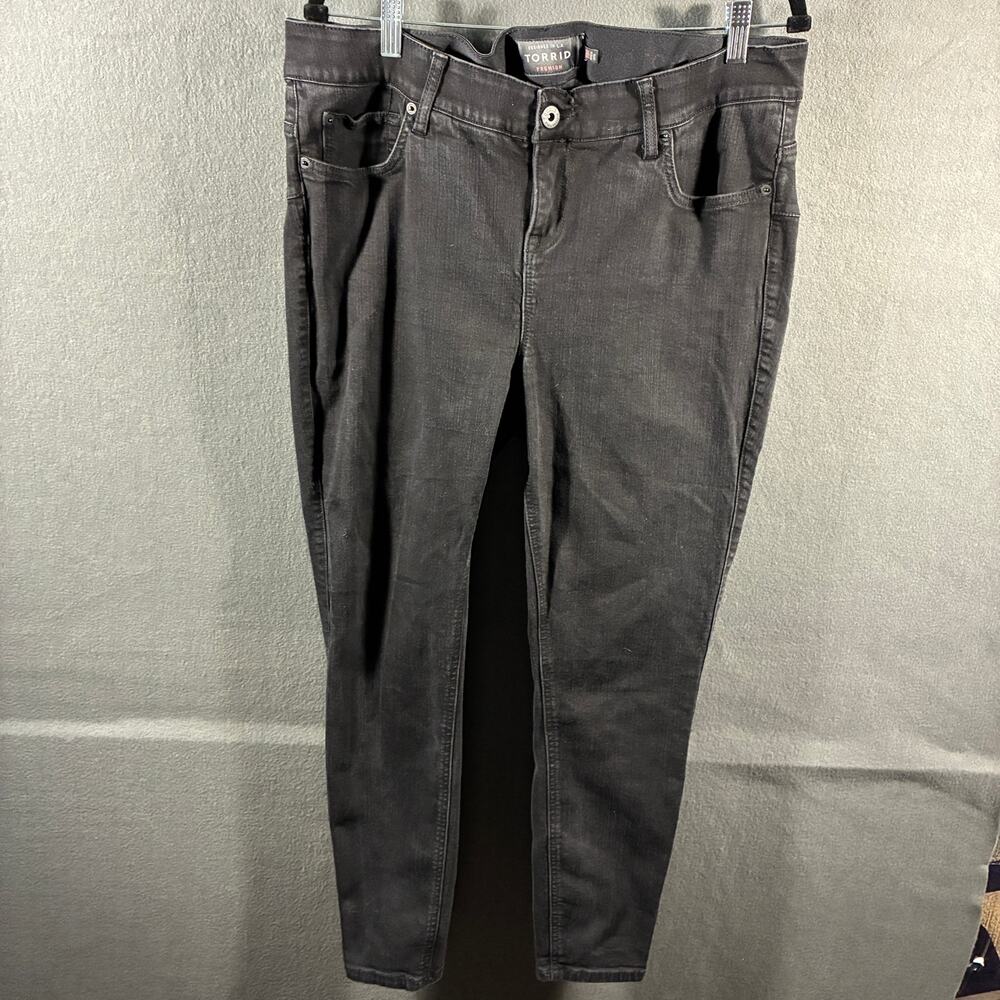 torrid women jeans 18 black‎ high rise skinny stretch grunge punk goth skater